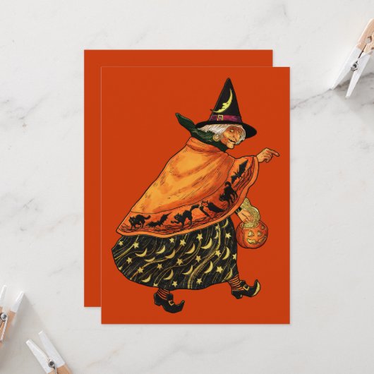  Halloween Old Witch Kaart (Voorkant / Achterkant in situ)