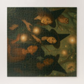 Halloween olieverfschilderij van heksen in het Bos Legpuzzel (Horizontaal)