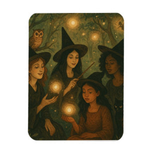 Halloween olieverfschilderij van heksen in het Bos Magneet