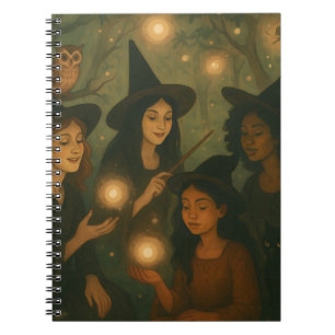Halloween olieverfschilderij van heksen in het Bos Notitieboek