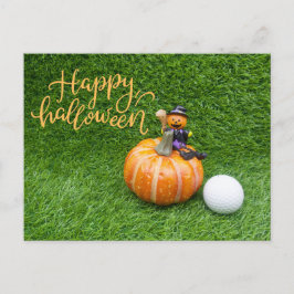Halloween om te golfen met golfbal briefkaart