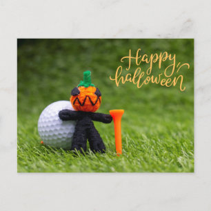 Halloween om te golfen met golfbal Halloween Briefkaart