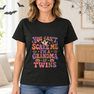 Halloween Oma van Tweelingen Grappige Retro Geest T-shirt