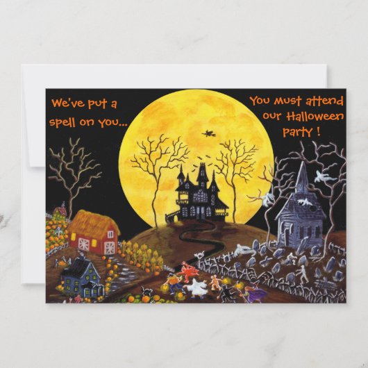 Halloween, onderdeel, uitnodigingen, gehakt, huis, kaart (Voorkant)