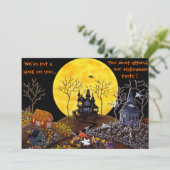 Halloween, onderdeel, uitnodigingen, gehakt, huis, kaart (Staand voorkant)