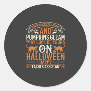 Halloween Onderwijsassistent Zwarte katten en Pomp Ronde Sticker