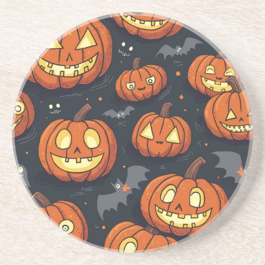 Halloween Onderzetters met vleermuizen, grote pomp (Voorkant)