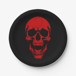 Halloween ondode vampier schedel enge monster rood papieren bordje