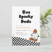 Halloween One Spooky Dude Eerste Verjaardag Uitnod Kaart (Staand voorkant)