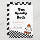 Halloween One Spooky Dude Eerste Verjaardag Uitnod Kaart (Voorkant / Achterkant)
