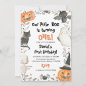 Halloween Ons kleine Boo Birthday-feest uitnodigin Kaart (Voorkant)