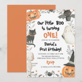 Halloween Ons kleine Boo Birthday-feest uitnodigin Kaart (Voorkant / Achterkant)