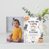 Halloween Ons kleine Boo Birthday-feest uitnodigin Kaart (Staand voorkant)
