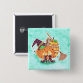 Halloween ontwerp groene knop vierkante button 5,1 cm (Voorkant /achterkant)