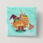 Halloween ontwerp groene knop vierkante button 5,1 cm (Voorkant)