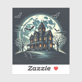 Halloween-ontwerp met een spookachtig spookhuis sticker