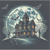 Halloween-ontwerp met een spookachtig spookhuis sticker (Voorkant)