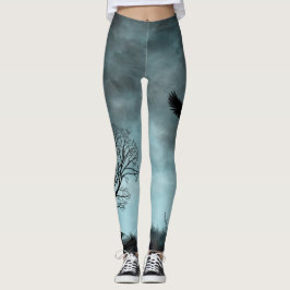 Halloween ontwerp met raaf leggings