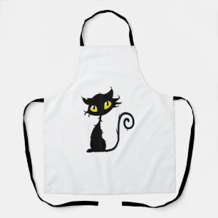 Halloween ontwerp zwarte kat & gele ogen schort