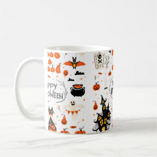 Halloween-ontwerpelementen. Halloween clipart met Koffiemok