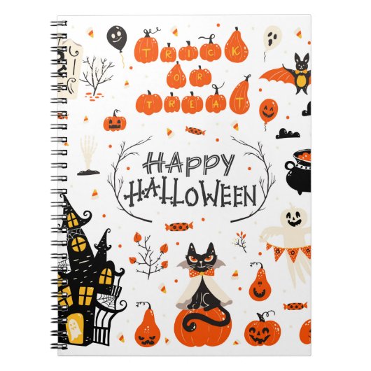 Halloween-ontwerpelementen. Halloween clipart met Notitieboek (Voorkant)