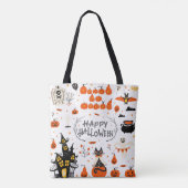 Halloween-ontwerpelementen. Halloween clipart met Tote Bag (Achterkant)