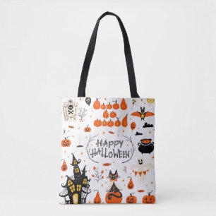 Halloween-ontwerpelementen. Halloween clipart met Tote Bag