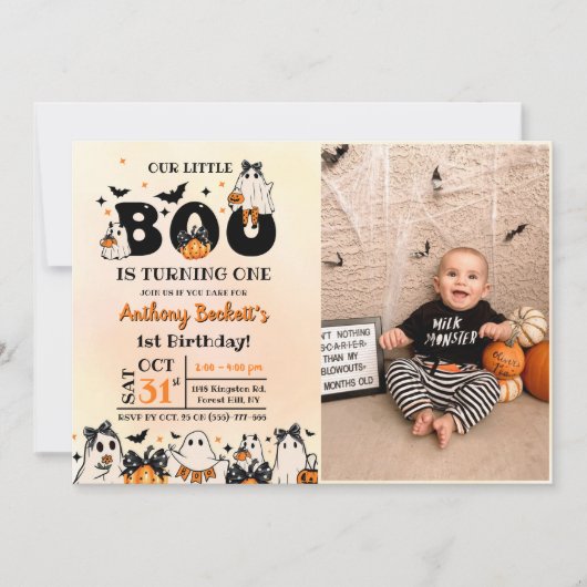 Halloween Onze kleine Boo 1e verjaardag partij Kaart (Voorkant)