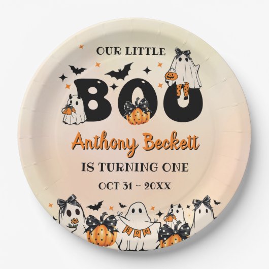 Halloween Onze kleine Boo 1e verjaardag partij Papieren Bordje (Voorkant)