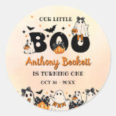 Halloween Onze kleine Boo 1e verjaardag partij Ronde Sticker (Voorkant)