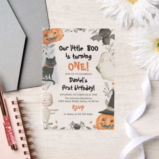Halloween Onze kleine Boo 1e verjaardag partij Vellum Uitnodigingen (Huwelijk)