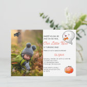 Halloween Onze kleine Boo Ghost Boy 1ste verjaarda Kaart (Staand voorkant)