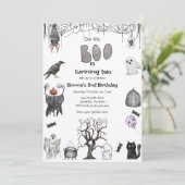 Halloween Onze Kleine Boo Verjaardagsfeestje Zwart Kaart (Staand voorkant)