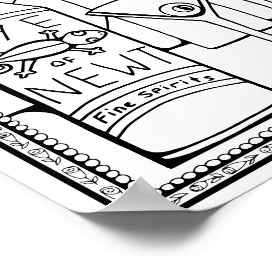 Halloween Oog van Newts Spirits Kleurplaat Art Poster (Hoek)