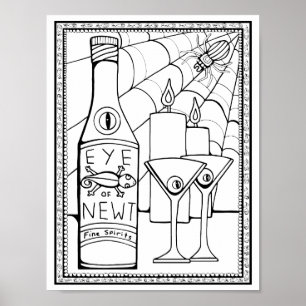 Halloween Oog van Newts Spirits Kleurplaat Art Poster