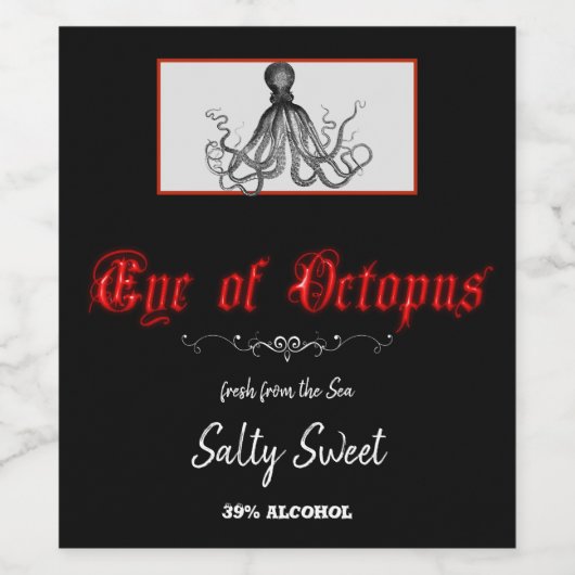 Halloween Oog van Octopus Plezier Wijn Etiket (Enkel label)