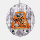 Halloween oogst oranje bestelwagen met pompoen keramisch ornament (Links)
