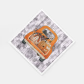 Halloween oogst oranje bestelwagen met pompoen servet (Hoek)