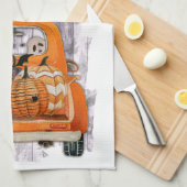 Halloween oogst oranje bestelwagen met pompoen theedoek (Quarter Fold)