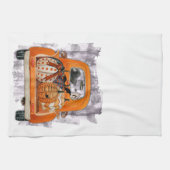 Halloween oogst oranje bestelwagen met pompoen theedoek (Horizontaal)