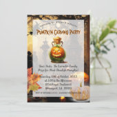 Halloween Oogst Pompoen Snij Feest Kaart (Staand voorkant)