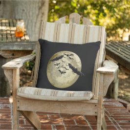 Halloween Oogst Volle Maan En Nacht Vlucht Vleermu Buitenkussen