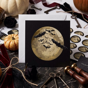 Halloween Oogst Volle Maan En Nacht Vlucht Vleermu Kaart