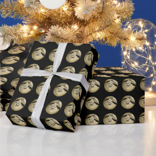 Halloween Oogst Volle Maan en Nachtvlucht Vleermui Cadeaupapier