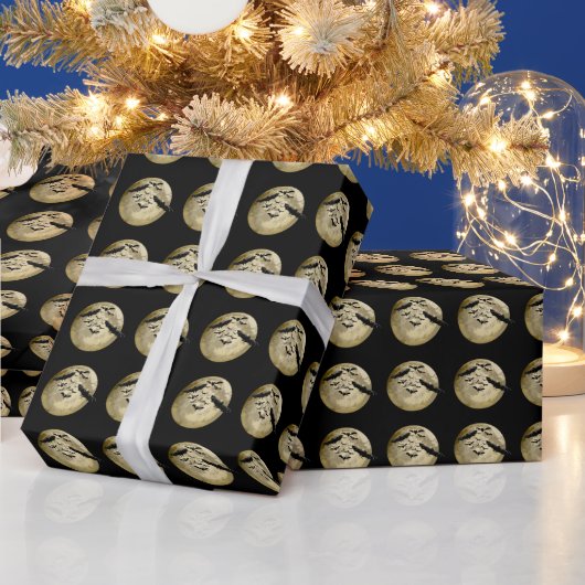 Halloween Oogst Volle Maan en Nachtvlucht Vleermui Cadeaupapier (Feestdagen)