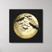 Halloween Oogst Volle Maan en Nachtvlucht Vleermui Canvas Afdruk (Voorkant)