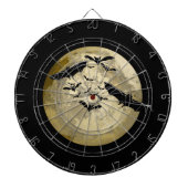 Halloween Oogst Volle Maan en Nachtvlucht Vleermui Dartbord (Voorkant)