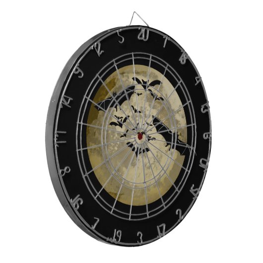 Halloween Oogst Volle Maan en Nachtvlucht Vleermui Dartbord (Voorkant Links)