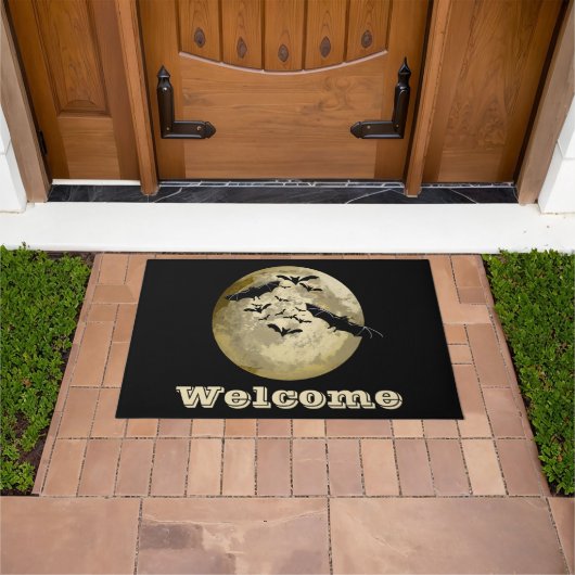 Halloween Oogst Volle Maan en Nachtvlucht Vleermui Deurmat (Buiten)