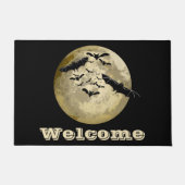 Halloween Oogst Volle Maan en Nachtvlucht Vleermui Deurmat (Voorkant)